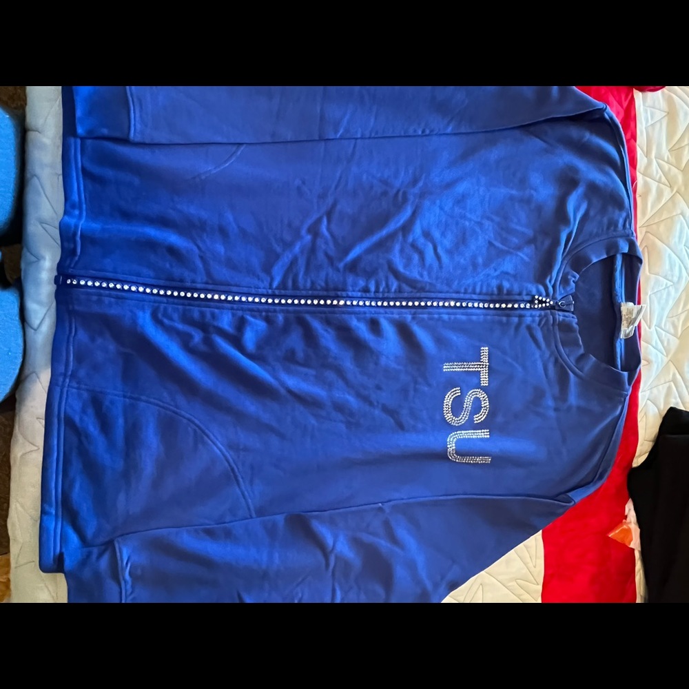 TSU rhinestone womens zipper jacket 1X